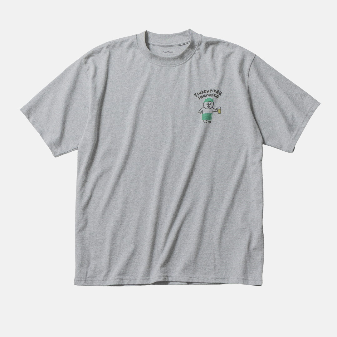 ツッキー x Pure Waste / JAPAN FIT Unisex Oversized T-shirt Grey Melange