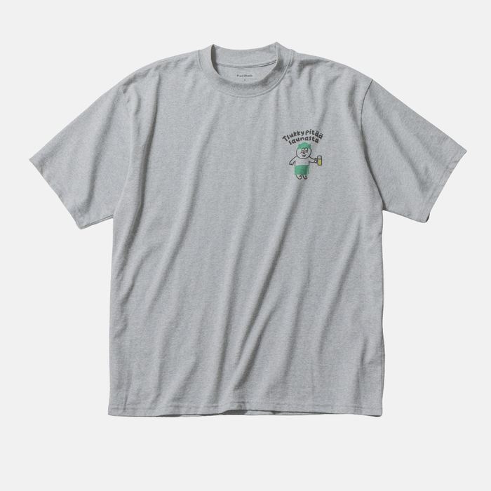 ツッキー x Pure Waste / JAPAN FIT Unisex Oversized T-shirt Grey Melange