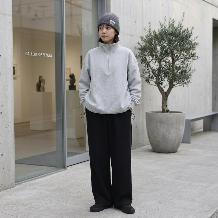 JAPAN FIT Unisex Half Zip Sweater Grey Melange