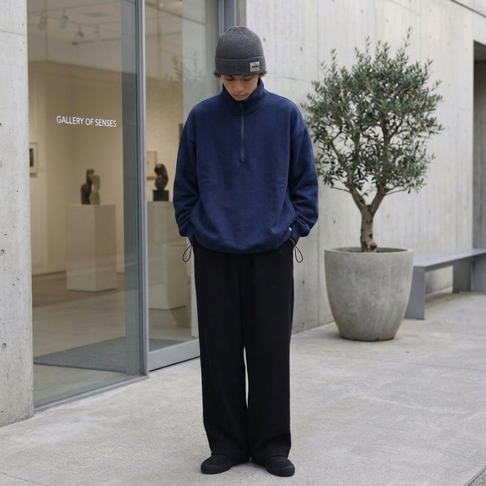 JAPAN FIT Unisex Half Zip Sweater Half Zip Sweater Solid Navy