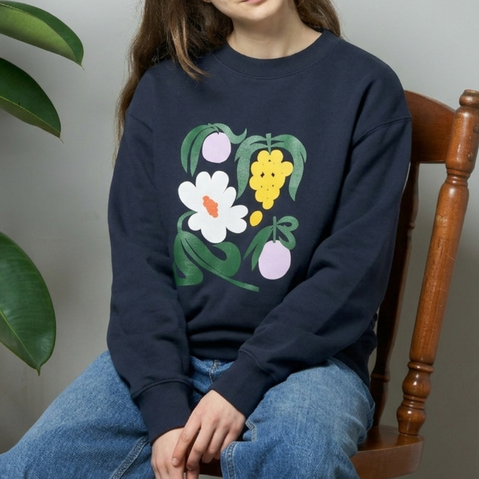 JAPAN FIT Unisex Sweatshirt Solid Navy "Summer Evening" プリント