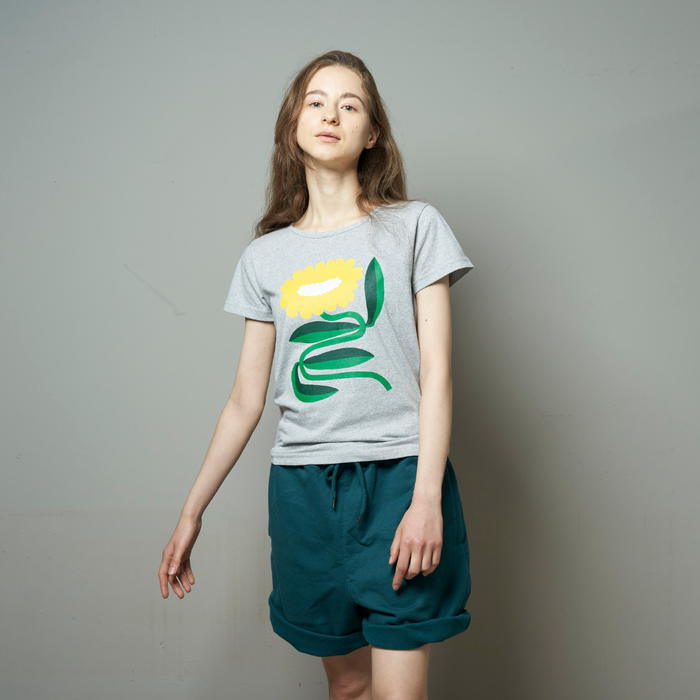 JAPAN FIT Women's T-Shirt Grey Melange  "Macarena"プリント