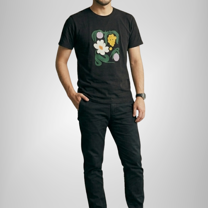 JAPAN FIT Men's T-Shirt Black "Summer Evening" プリント