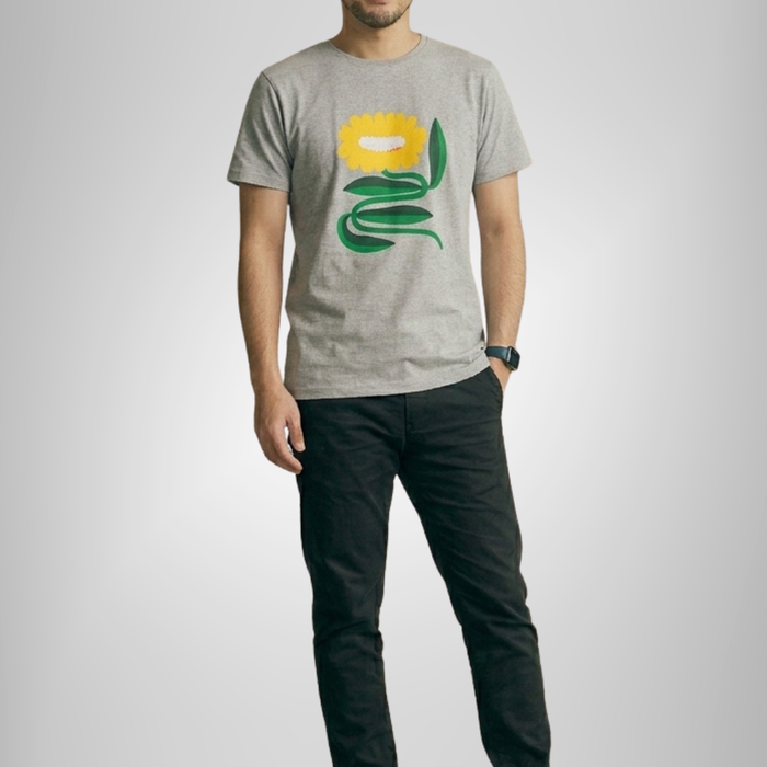 JAPAN FIT Men's T-Shirt Grey Melange  "Macarena"プリント