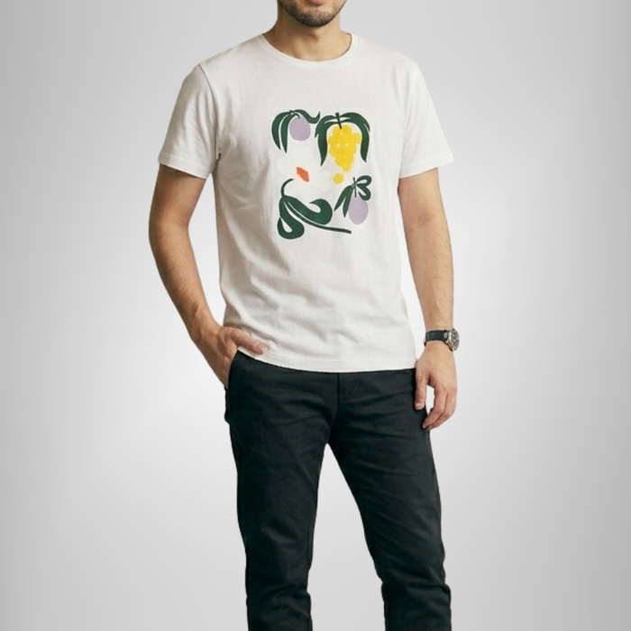 JAPAN FIT Men's T-Shirt White "Summer Evening" プリント