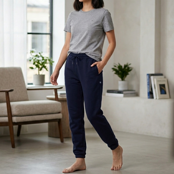 Unisex Sweatpants Solid Navy
